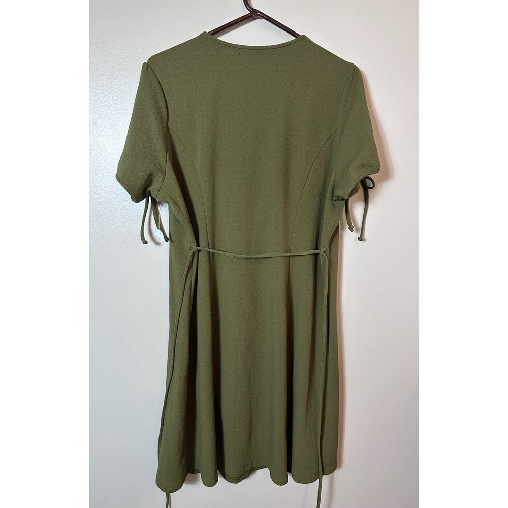 Ryan Michelle Womens Midi Dress Size1X Green Sleeveless Button Preppy NWT Ties - Picture 2 of 9